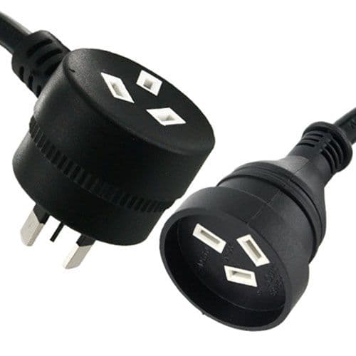 240V Black Piggyback Extension Lead – 15m