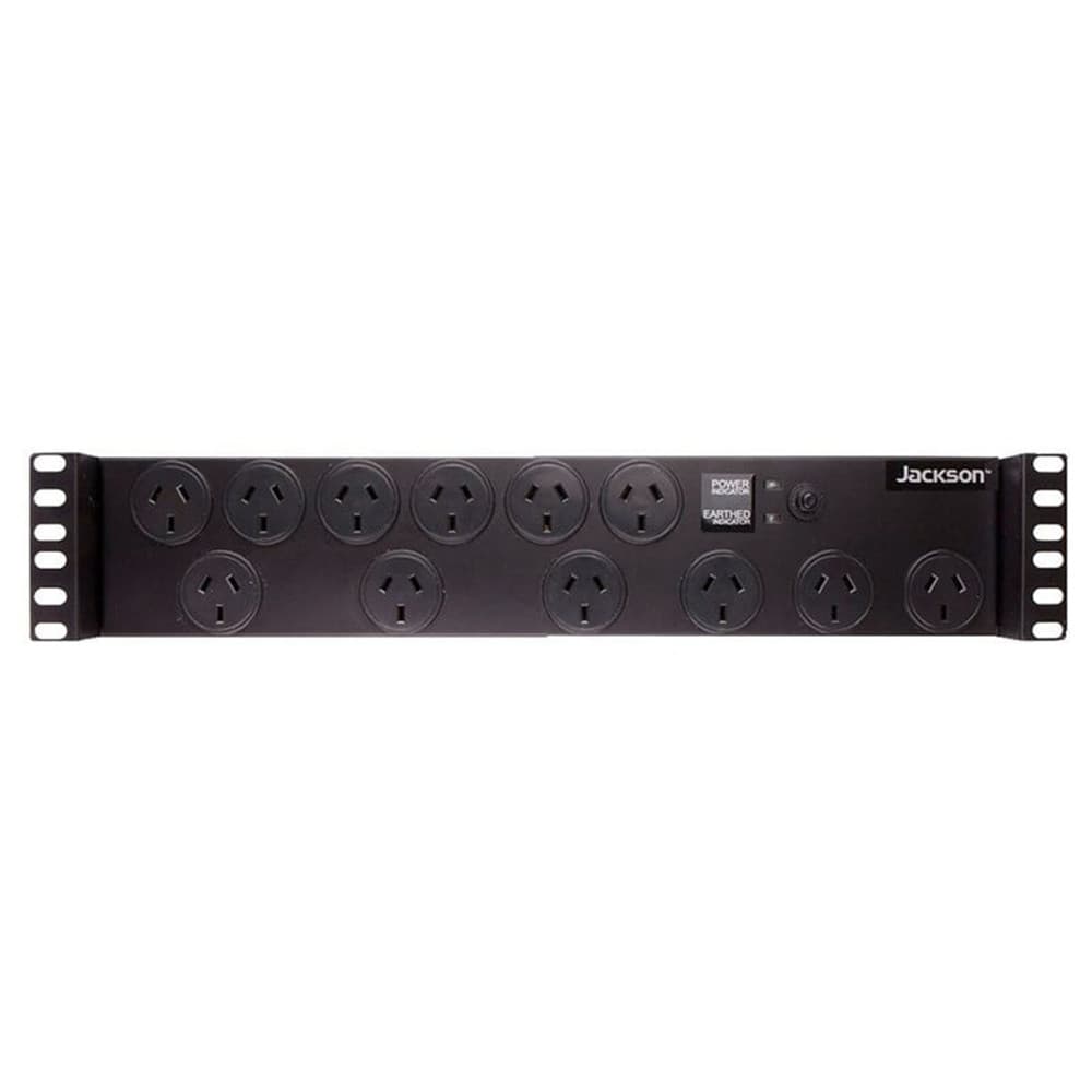 Jackson 2U 12-Outlet Rack Mounted Powerboard with Surge Protection