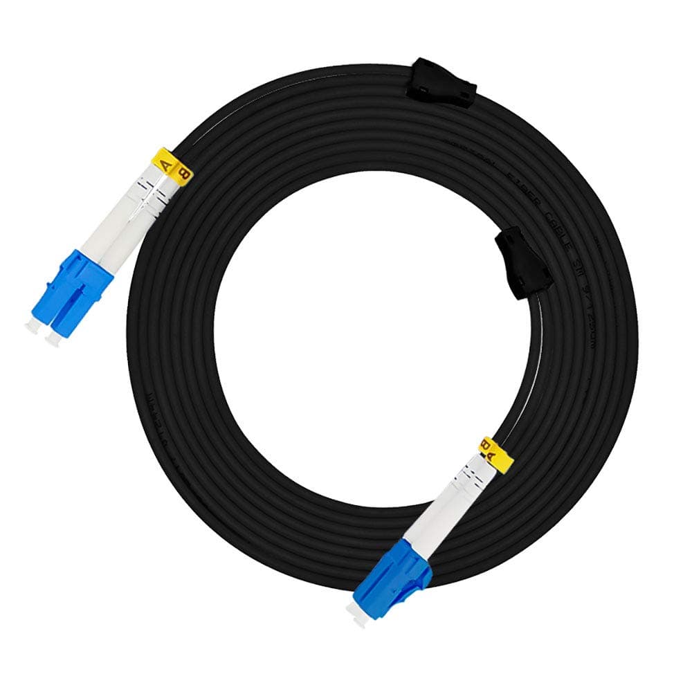 LC-LC Duplex Single-Mode Armoured Fibre Patch Lead – 50m